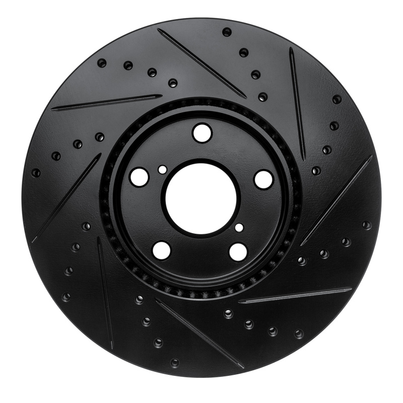 Lexus IS300 Brake Rotor (1) - Front Left - R1 Concepts - Drilled & Slotted - Black - `92-`10